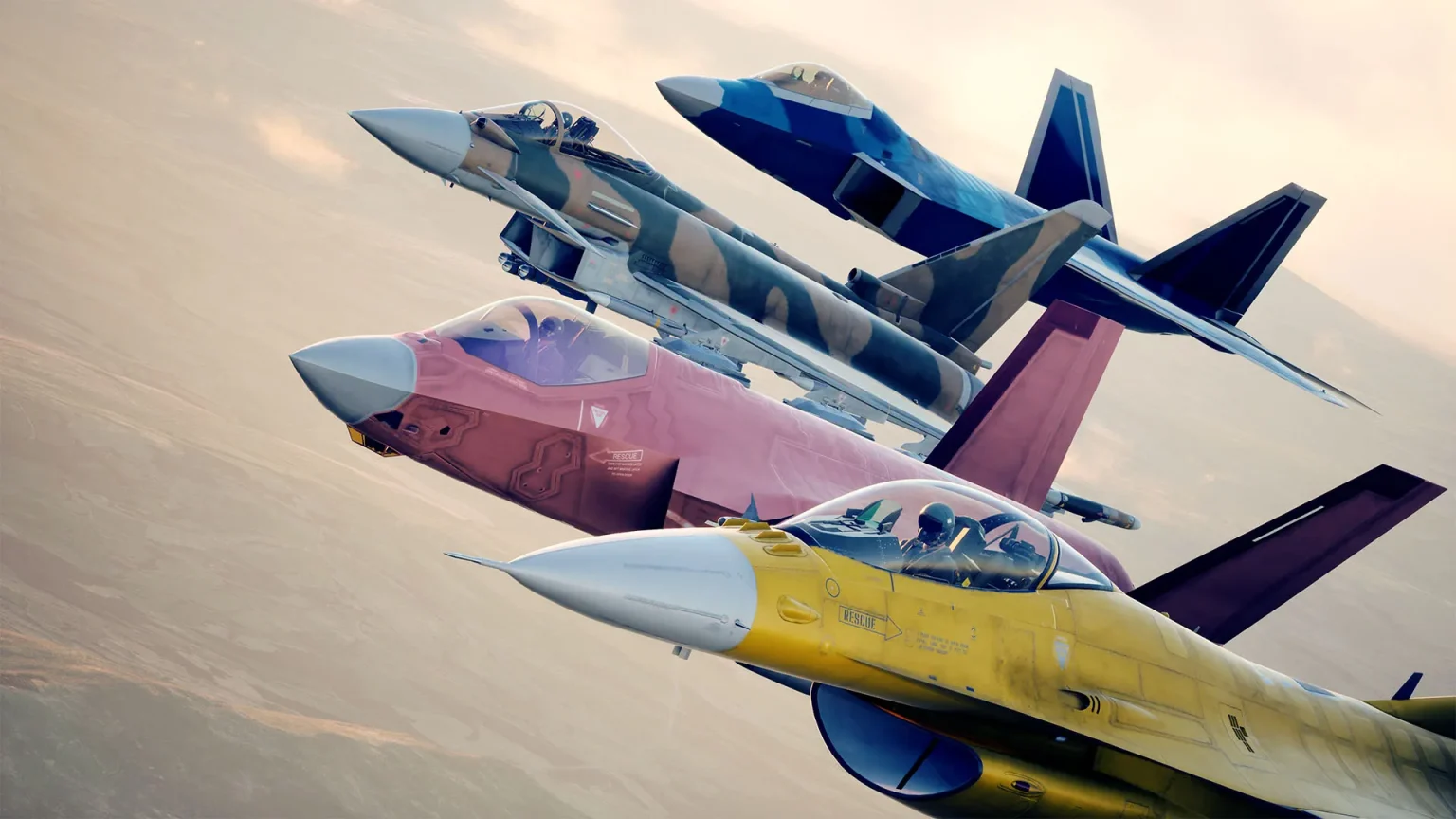 Samoloty bojowe w formacji w trybie multiplayer ACE COMBAT 8