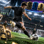 EA SPORTS FC 27 – trofea i osiągnięcia. Jak zdobyć platynę? EA SPORTS FC 27 – piłkarz na stadionie z motywem trofeów i osiągnięć