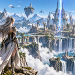 AION 2 – skrzydlata postać na tle fantastycznego miasta