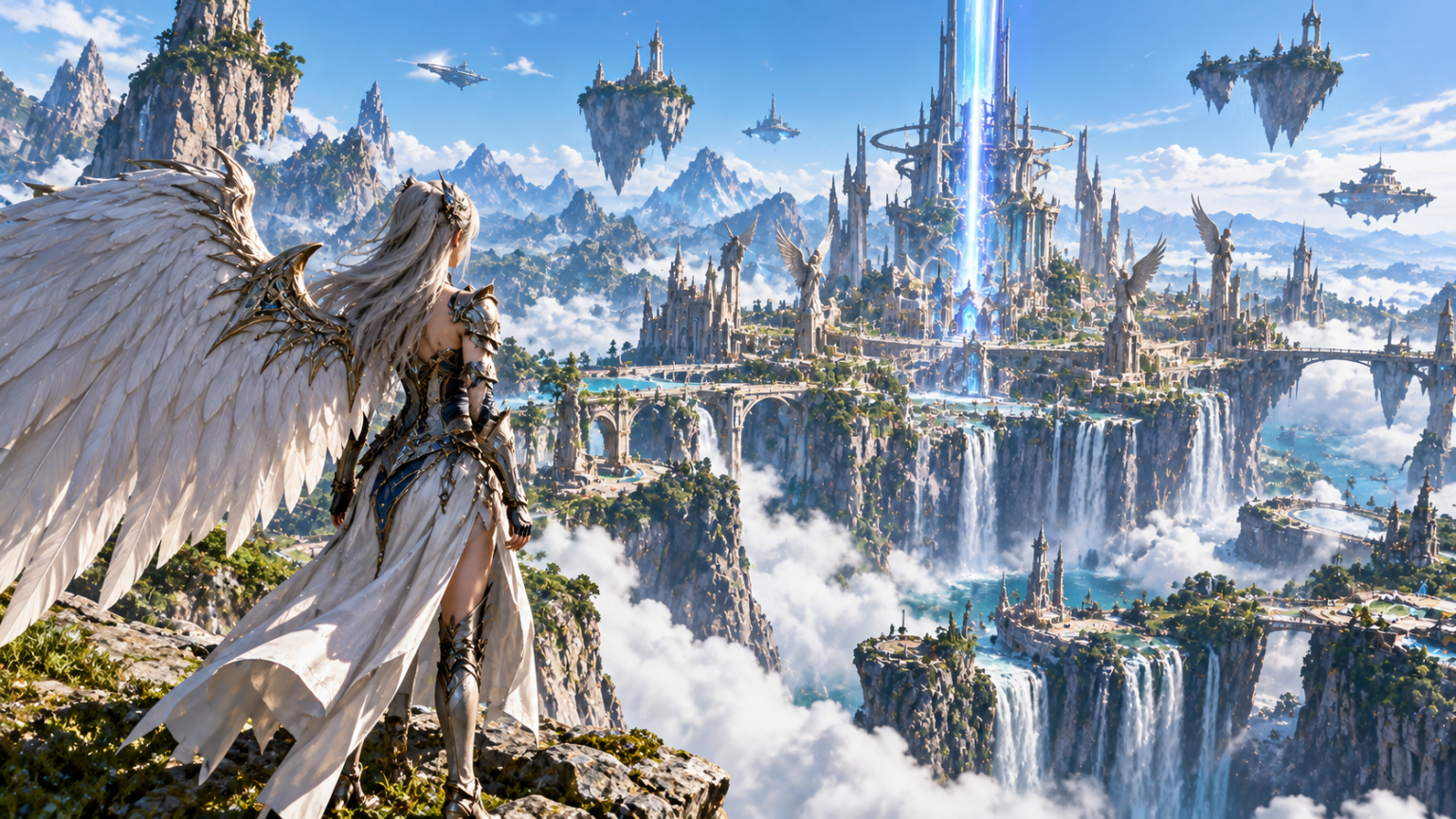 AION 2 – skrzydlata postać na tle fantastycznego miasta