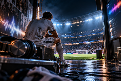 EA SPORTS FC 27 – piłkarz w tunelu stadionu ze słuchawkami i muzycznym motywem