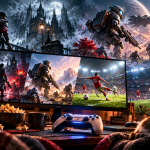 Gamingowy weekend – gracz przed monitorem z grami akcji, strzelanką i piłką nożną