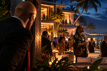 Hitman Agent 47 obserwuje Snoop Dogga podczas misji The Herbalist