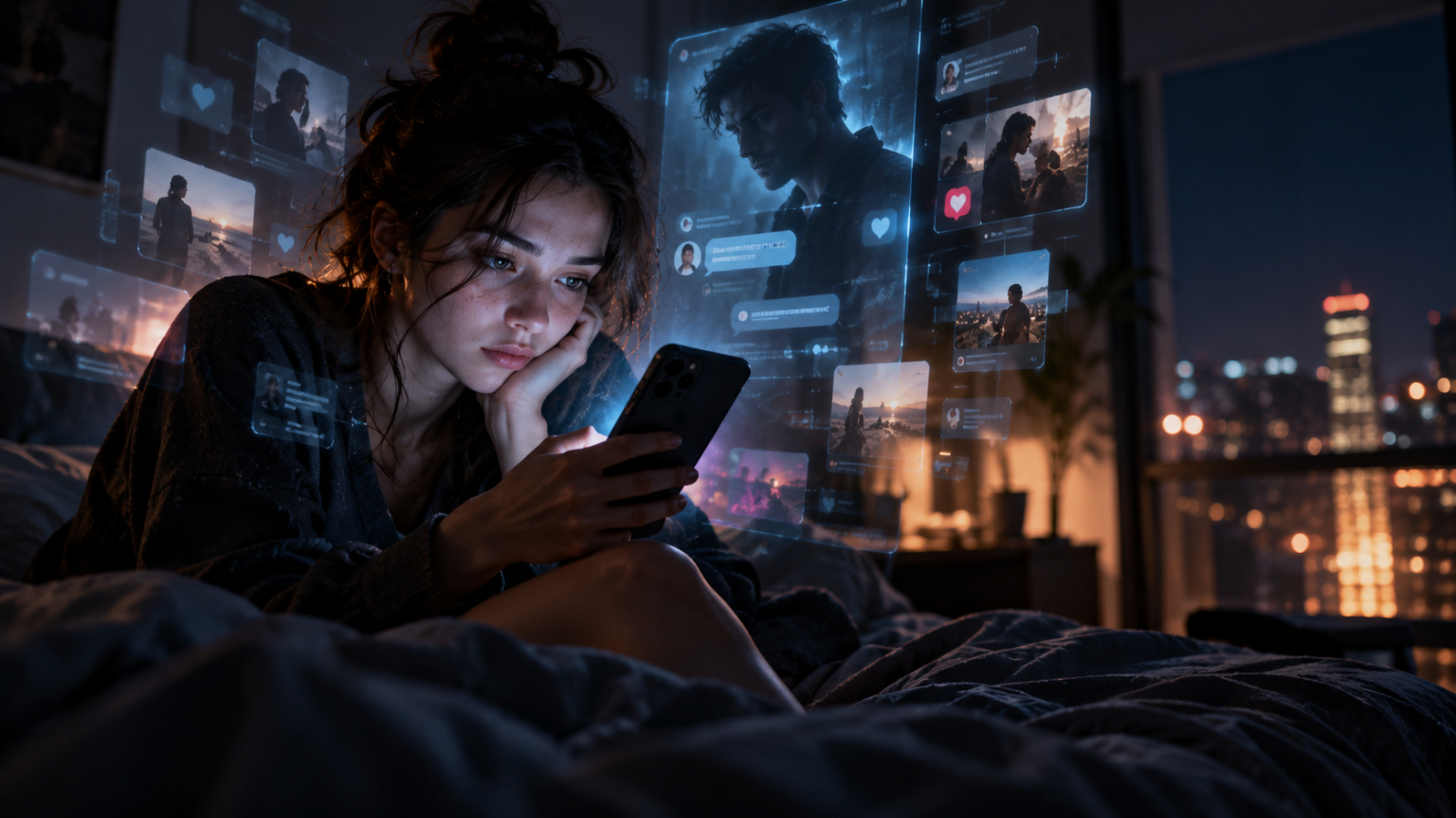 Limerence – Claire korzysta z telefonu z aplikacją AI LiAIson