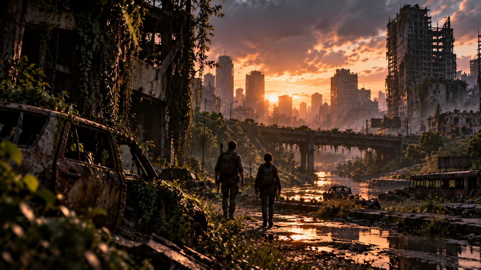 The Last of Us – ocalali na tle zniszczonego miasta