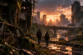 The Last of Us – ocalali na tle zniszczonego miasta