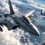 Myśliwce bojowe podczas walki powietrznej w ACE COMBAT 8: WINGS OF THEVE