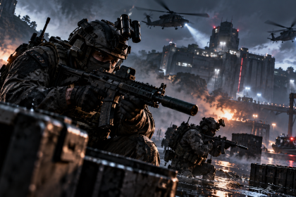 Żołnierze podczas nocnej operacji w Call of Duty Modern Warfare 4
