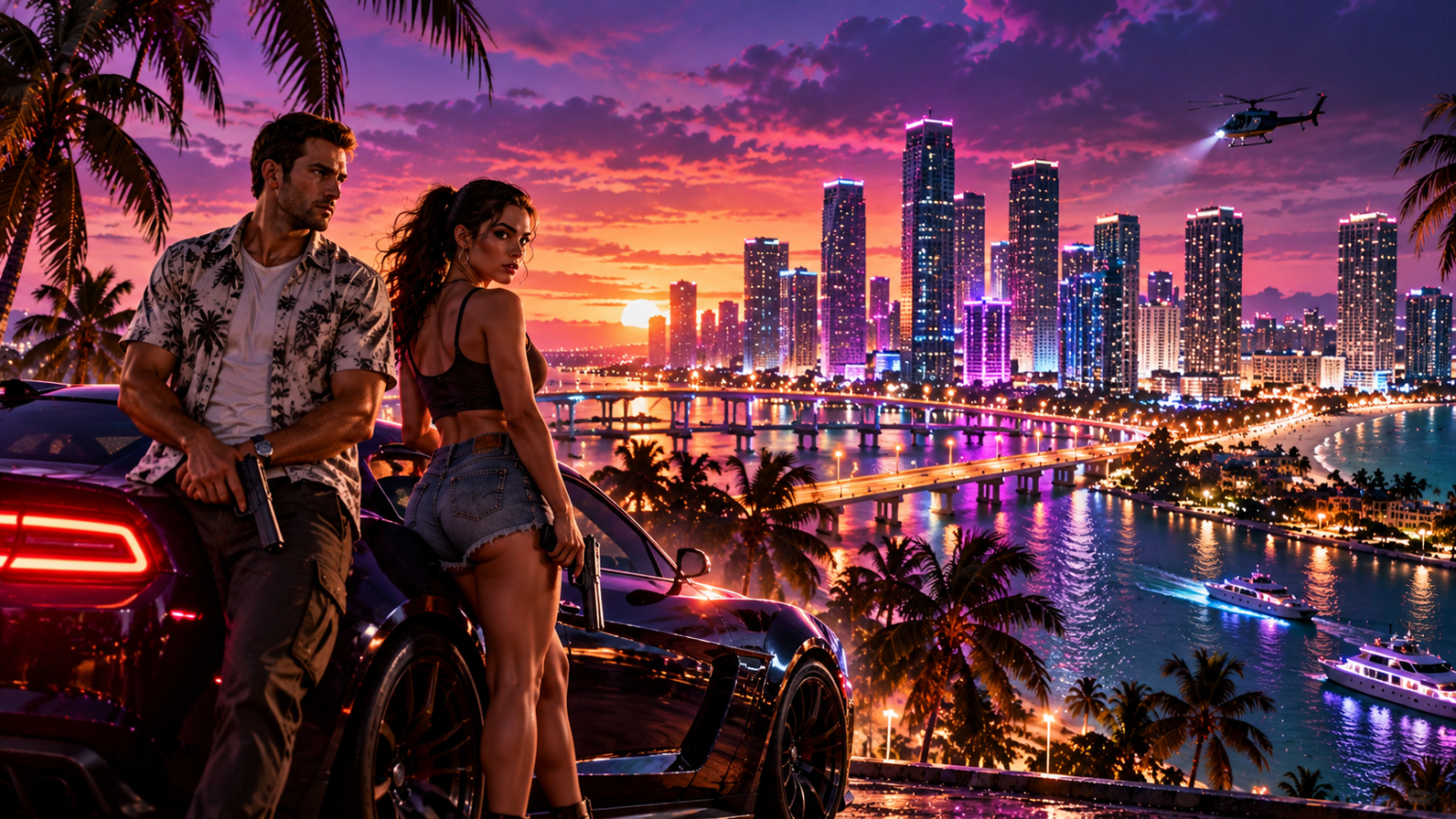 GTA 6 – Jason i Lucia na tle neonowego Vice City