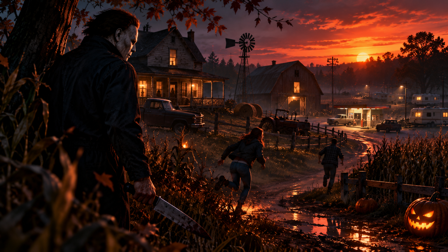 Michael Myers ściga ocalałych na farmie w Halloween: The Game