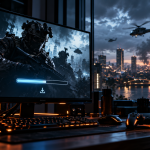 Stanowisko gamingowe z pobieraniem Modern Warfare 4 na komputerze