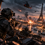 Modern Warfare 4 – crossplay. PC, PS5 i Xbox razem? Żołnierze Modern Warfare 4 na tle symboli PC, PlayStation i Xbox