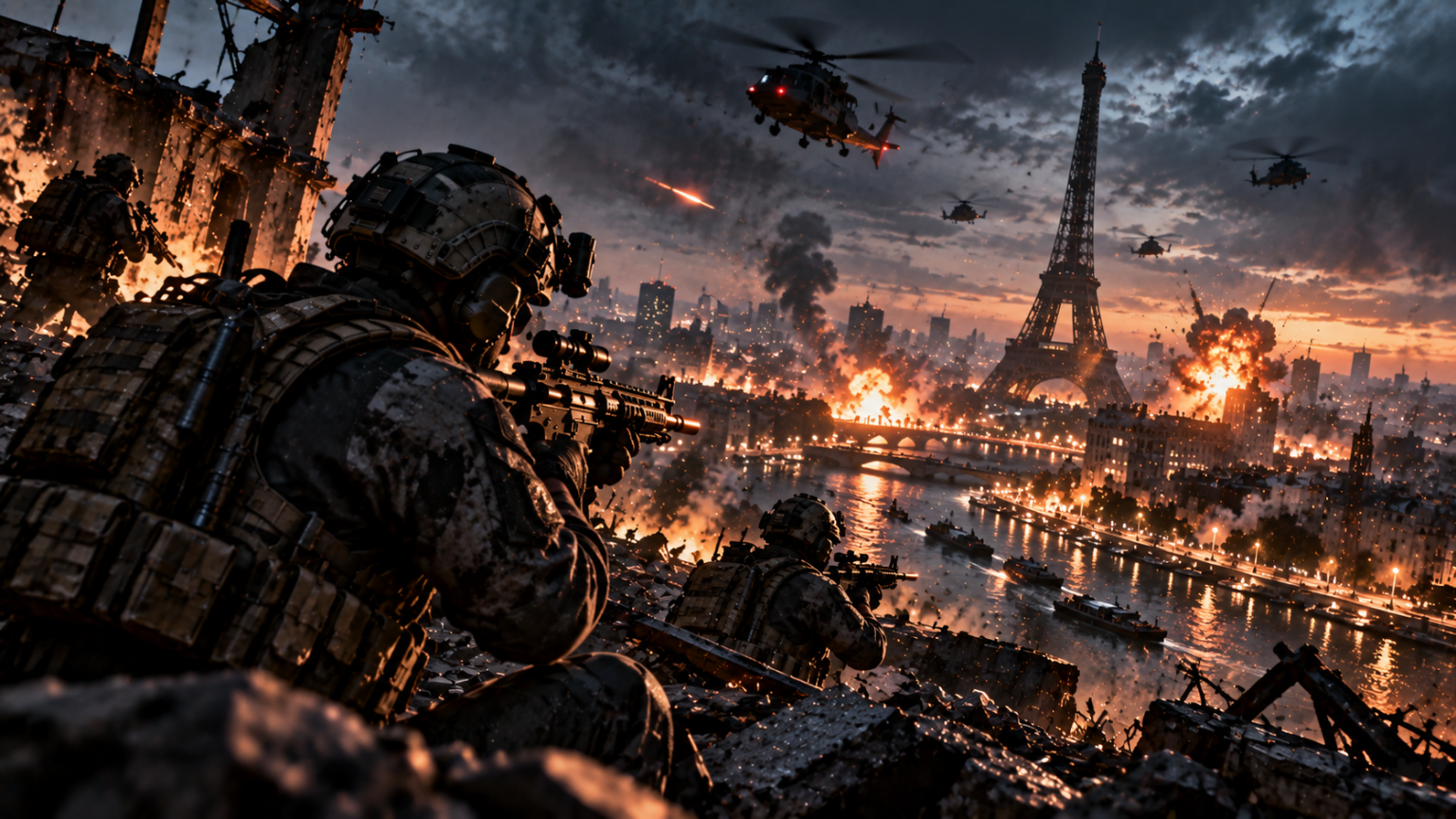 Żołnierze Modern Warfare 4 na tle symboli PC, PlayStation i Xbox