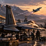 ACE COMBAT 8 – jak odblokować samoloty i MRP? Poradnik Myśliwiec bojowy na lotnisku w ACE COMBAT 8 podczas przygotowań do misji