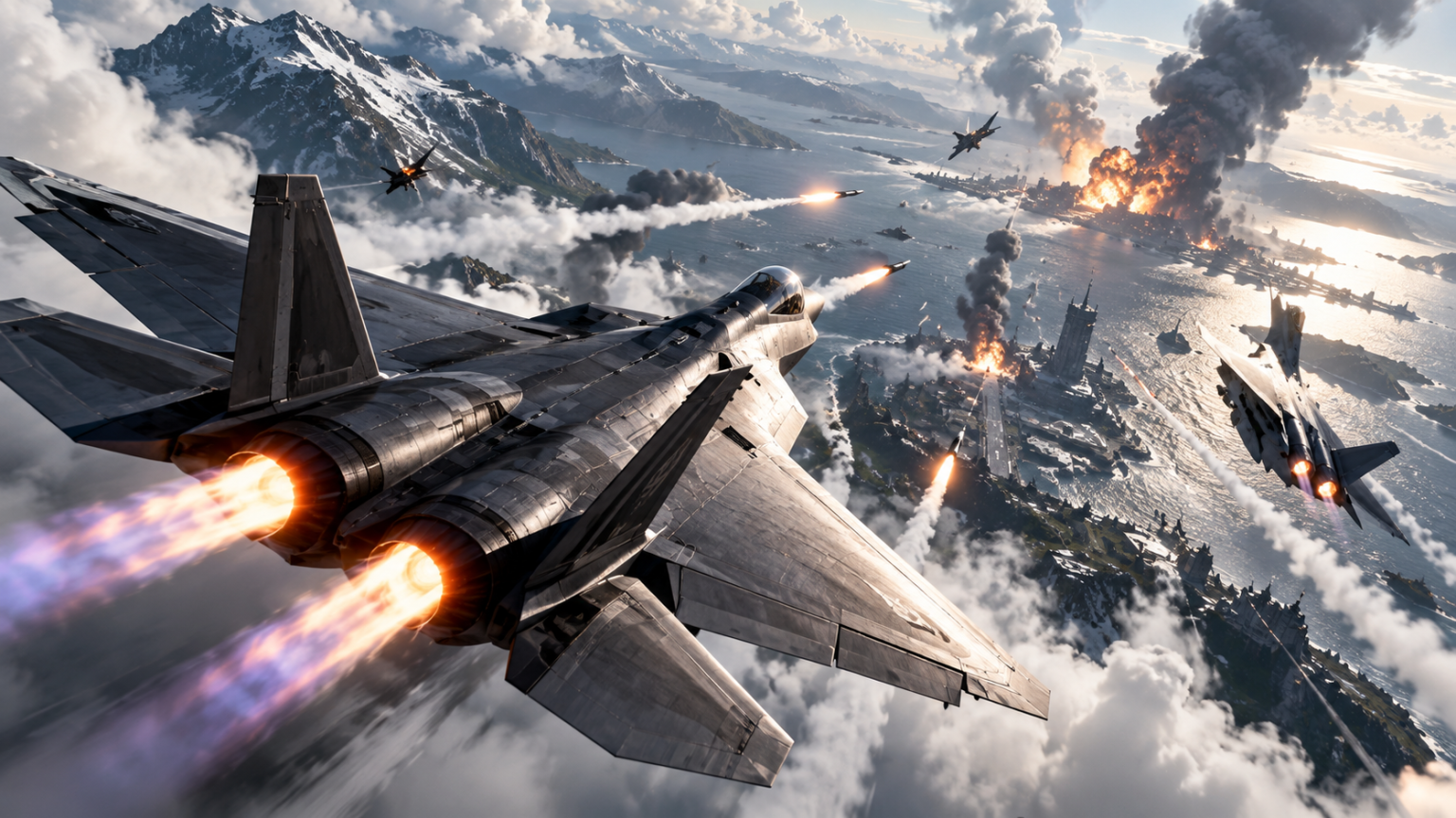 Myśliwiec podczas walki powietrznej w ACE COMBAT 8
