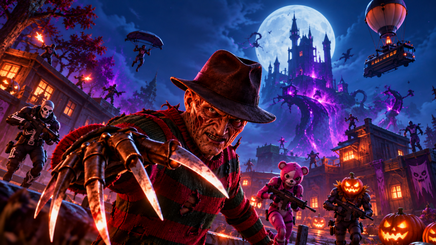 Freddy Krueger na halloweenowej wyspie Fortnite podczas wydarzenia Fortnitemares 2026
