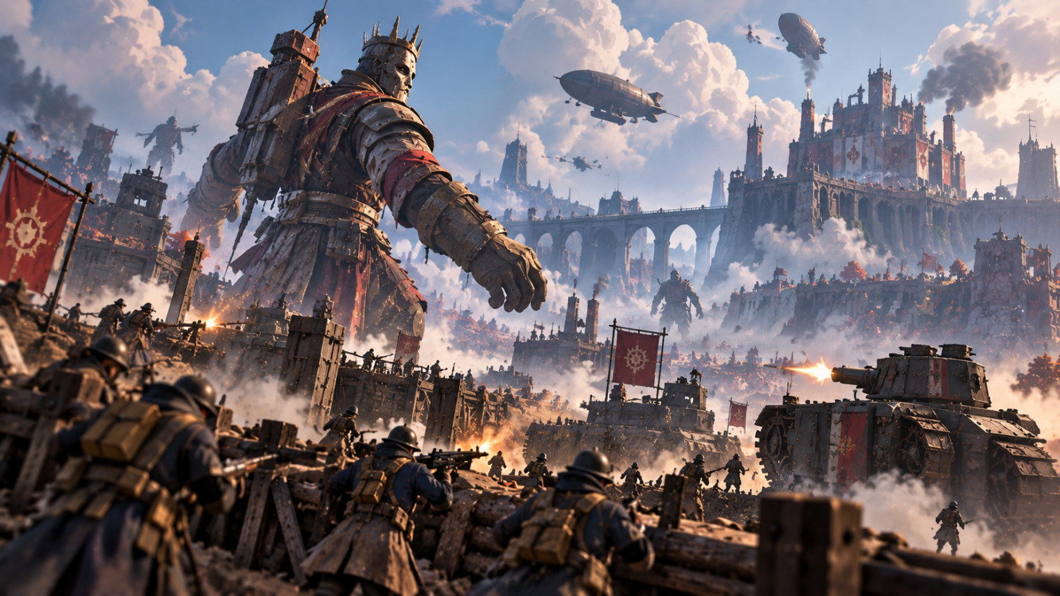 Gigant dowodzi żołnierzami podczas bitwy w March of Giants
