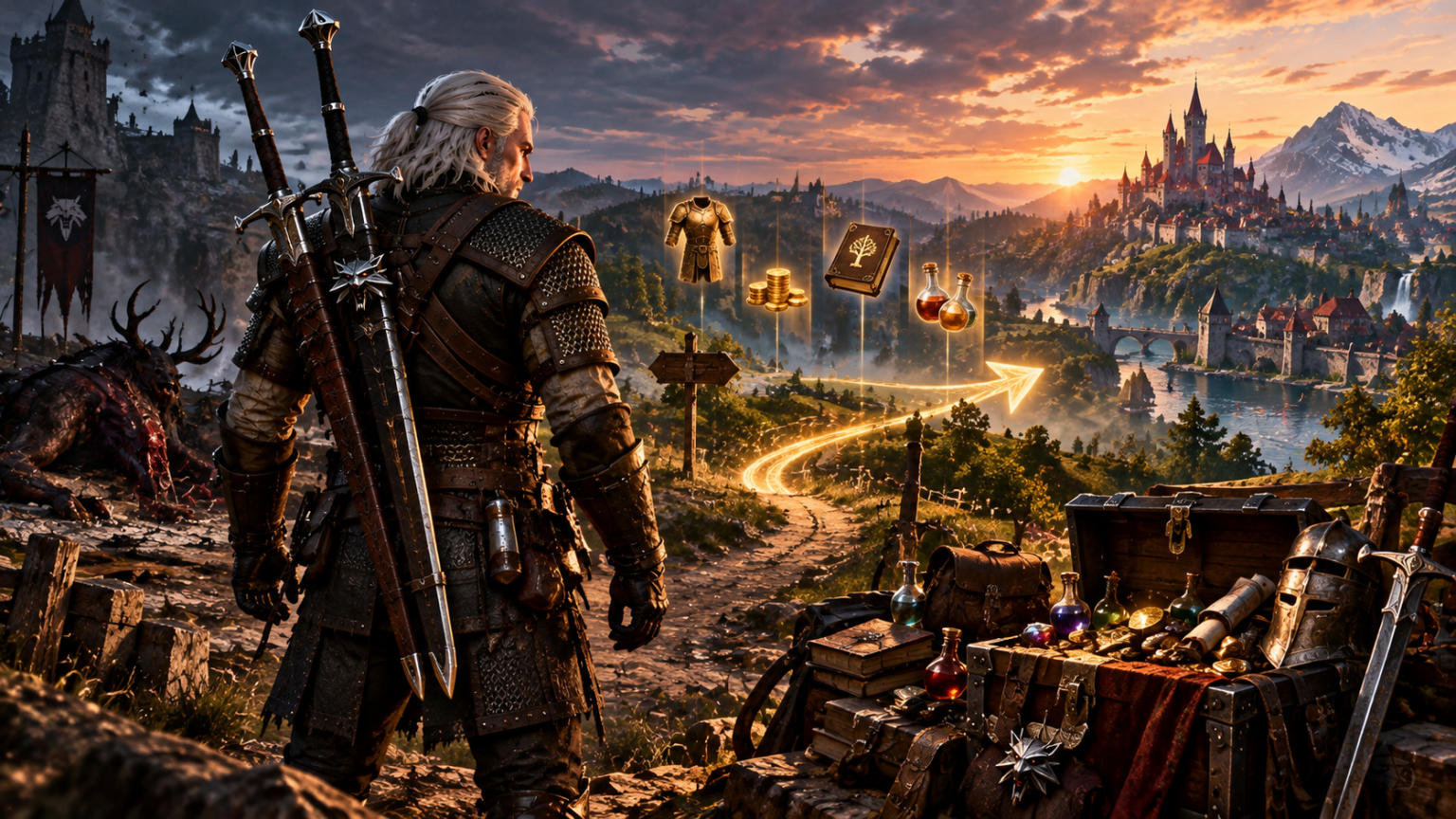 Geralt przygotowuje się do Nowej Gry Plus w Wiedźminie 3 Remastered