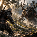 Wiedźmin 3 Remastered – najlepsze ustawienia PC i FPS Geralt walczący z potworem w lesie w Wiedźminie 3 Remastered
